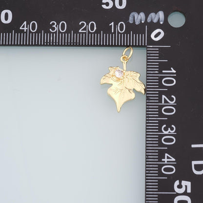 Gold Maple Leaf Charms,18K Gold Filled Maple Leaf Pendant,CZ Maple Leaf Charm Bracelet Necklace for DIY Jewelry Making Supply