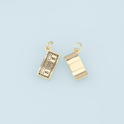 Gold Dollar Charms,18K Gold Filled Money Pendant,Dollar Charm Bracelet Necklace for DIY Jewelry Making Supply