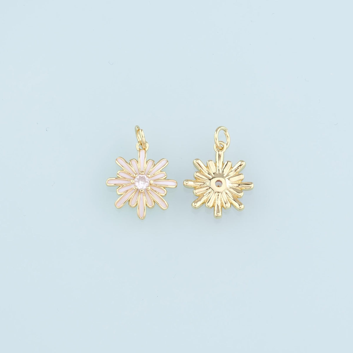 Gold Flower Charms,18K Gold Filled Flower Pendant,Enamel Flower Charm Bracelet Necklace for DIY Jewelry Making Supply