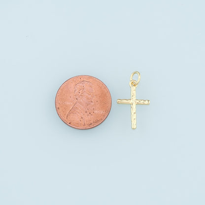 Gold Cross Charms,18K Gold Filled Cross Pendant,Religion Charm Bracelet Necklace for DIY Jewelry Making Supply