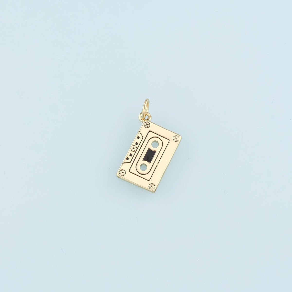 18K Gold Filled Tape Pendant,Cassette Tape Charm Bracelet Necklace for DIY Jewelry Making Supply