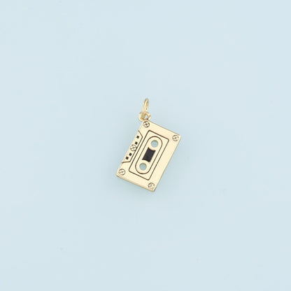 18K Gold Filled Tape Pendant,Cassette Tape Charm Bracelet Necklace for DIY Jewelry Making Supply