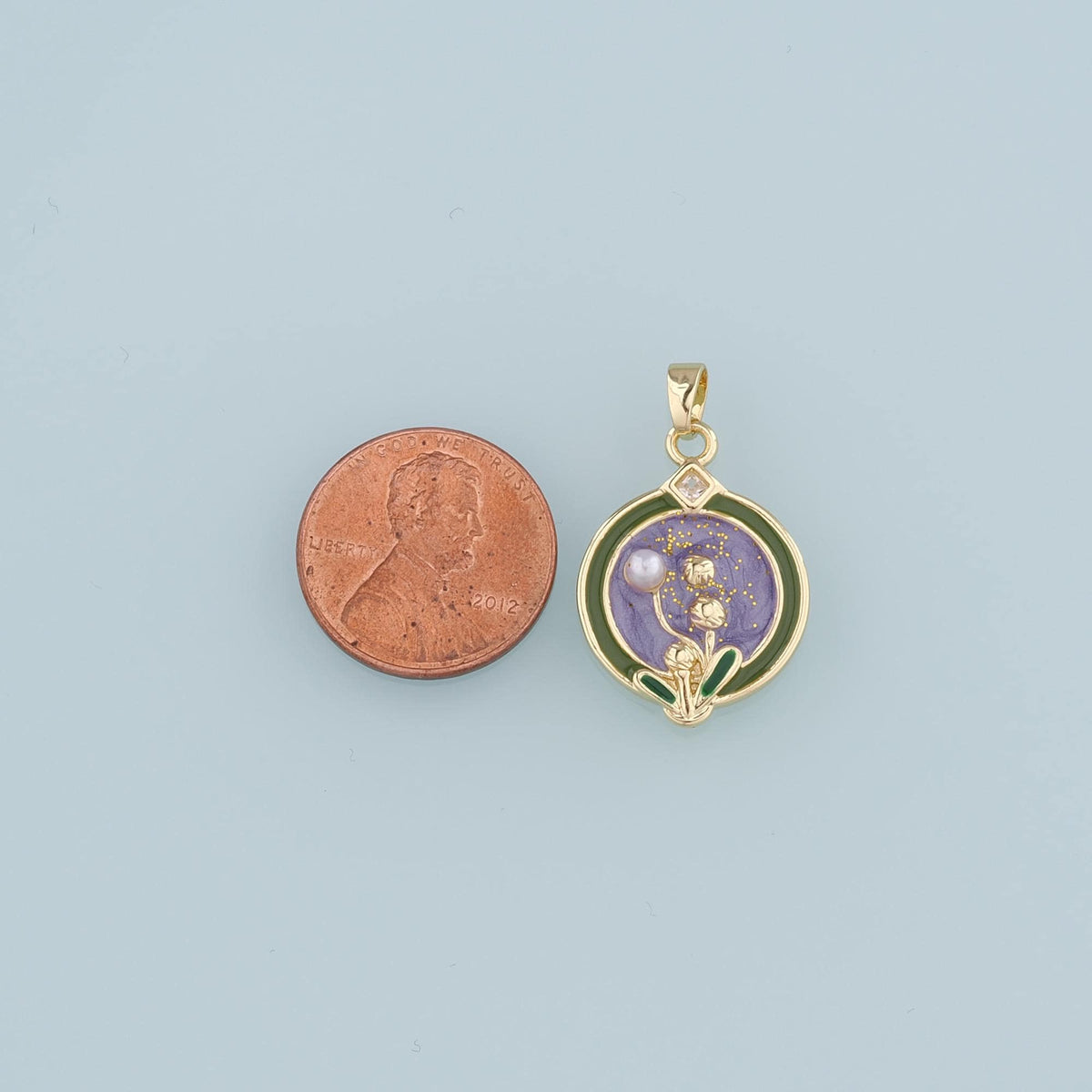 Gold Flower Charms,18K Gold Filled Pearl Flower Pendant,Enamel Flower Charm Bracelet Necklace for DIY Jewelry Making Supply