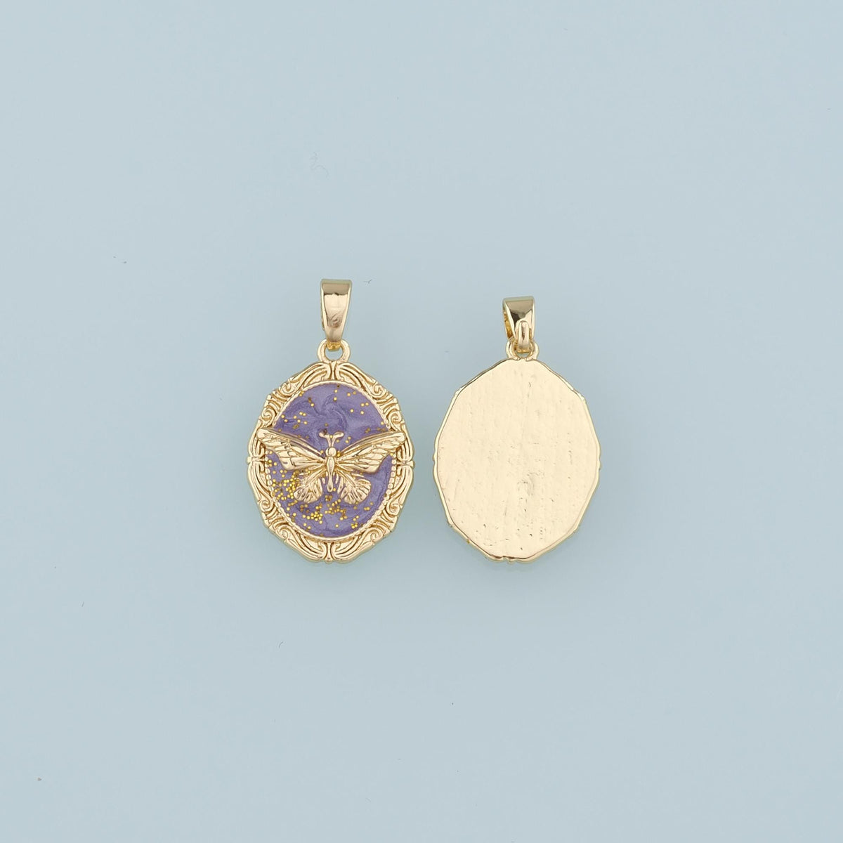 18K Gold Filled Enamel Butterfly Charm Pendant for Jewelry Making