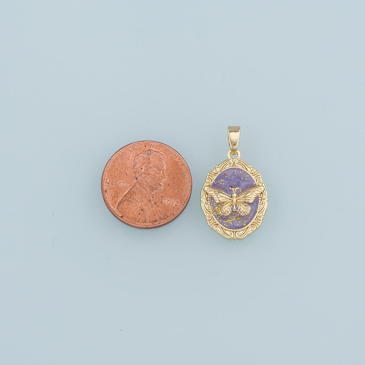 18K Gold Filled Enamel Butterfly Charm Pendant for Jewelry Making