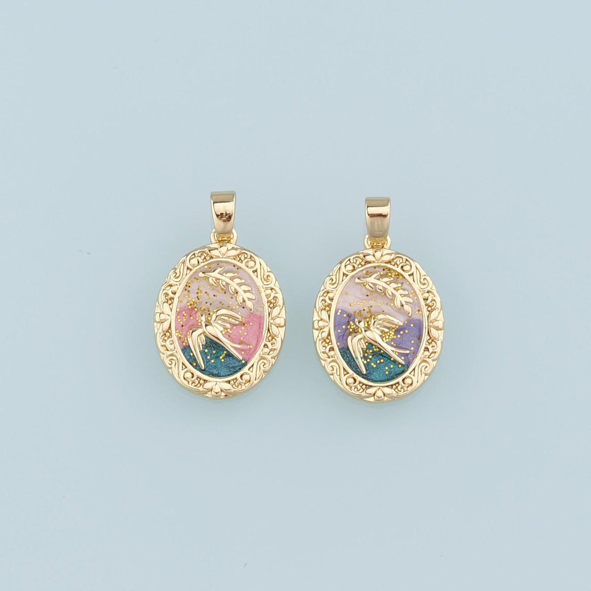 18K Gold Filled Hand Enamel Charm Pendant for Jewelry Making