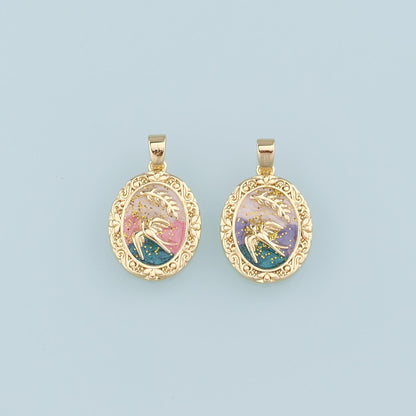 18K Gold Filled Dove Pendant,Enamel Bird Charm Bracelet Necklace for DIY Jewelry Making Supply
