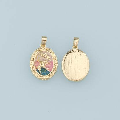 18K Gold Filled Hand Enamel Charm Pendant for Jewelry Making