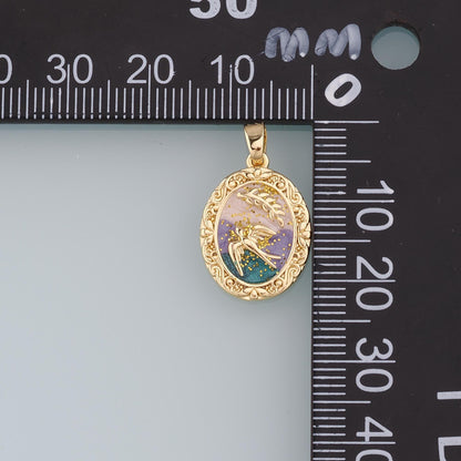 18K Gold Filled Hand Enamel Charm Pendant for Jewelry Making