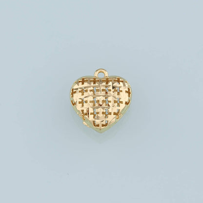18K Gold Filled Heart Pendant,Heart Charm Bracelet Necklace for DIY Jewelry Making Supply