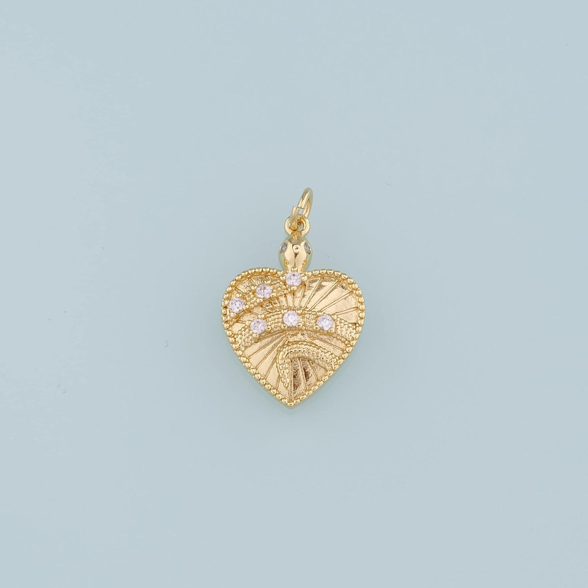 18K Gold Filled Heart Pendant,CZ Micro Pave Heart Charm Bracelet Necklace for DIY Jewelry Making Supply