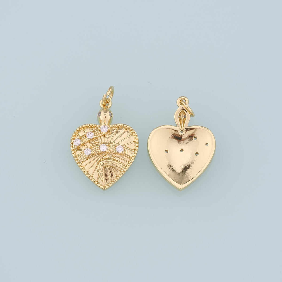 18K Gold Filled Heart Pendant,CZ Micro Pave Heart Charm Bracelet Necklace for DIY Jewelry Making Supply