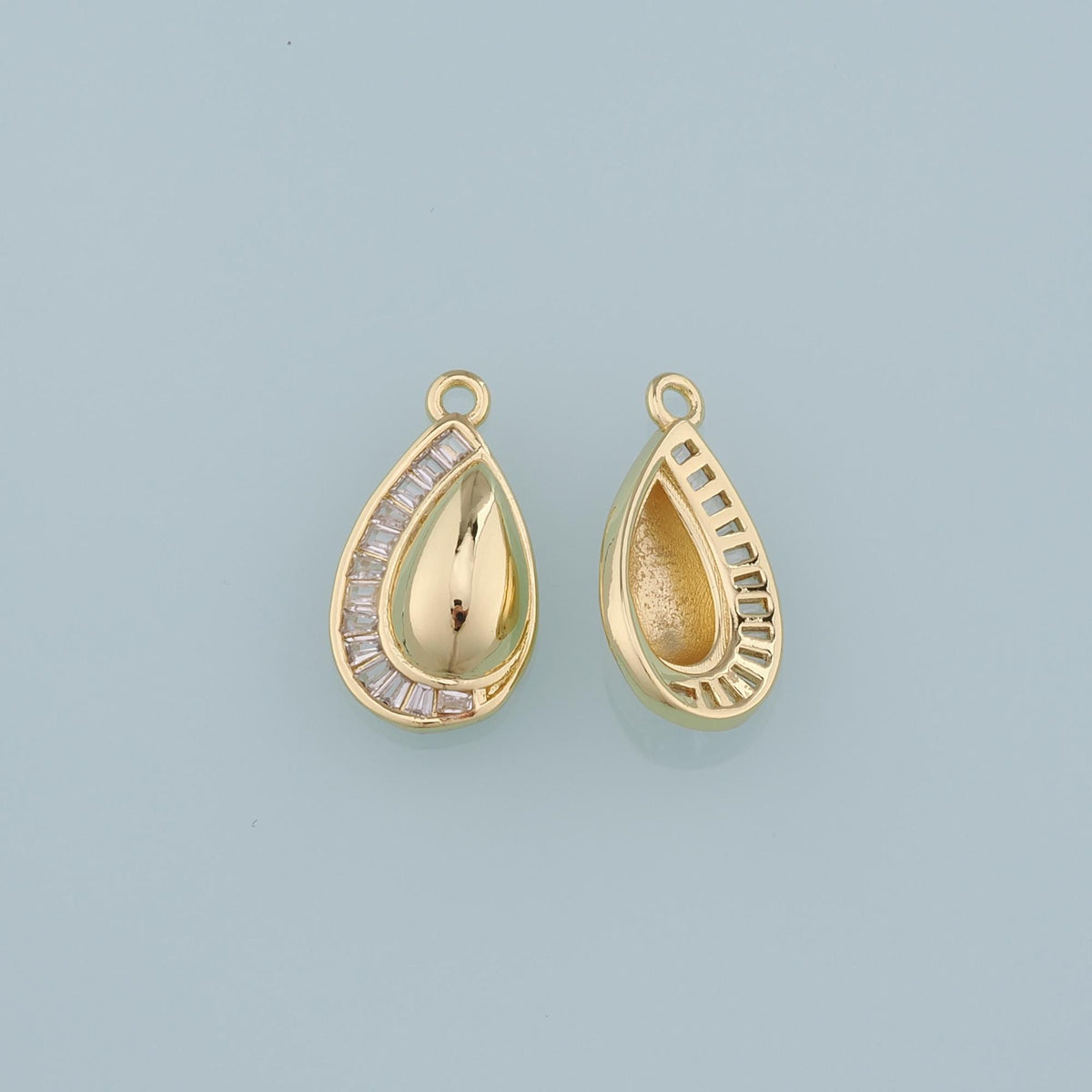 Gold Teardrop Charms,18K Gold Filled Teardrop Pendant,Crystal Teardrop Charm Bracelet Necklace for DIY Jewelry Making Supply