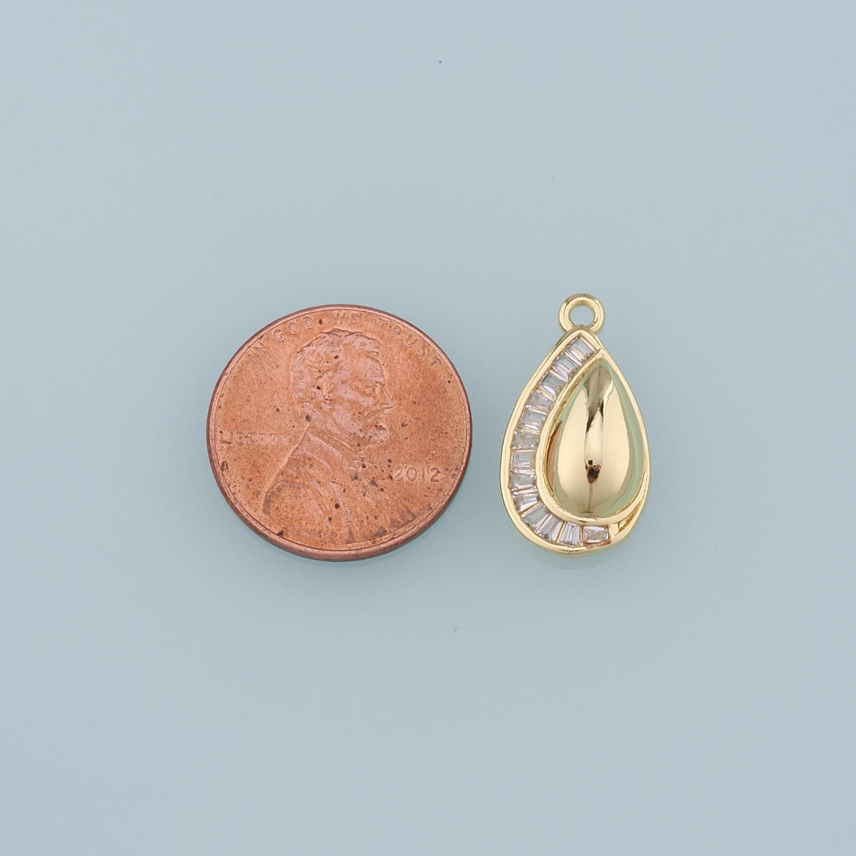 Gold Teardrop Charms,18K Gold Filled Teardrop Pendant,Crystal Teardrop Charm Bracelet Necklace for DIY Jewelry Making Supply