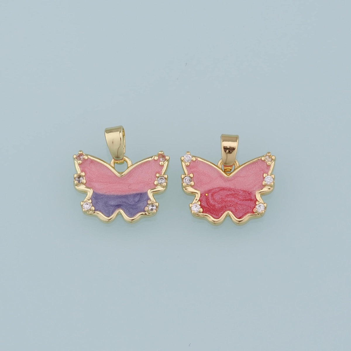 18K Gold Filled Butterfly Enamel Charm Pendant for Jewelry Making