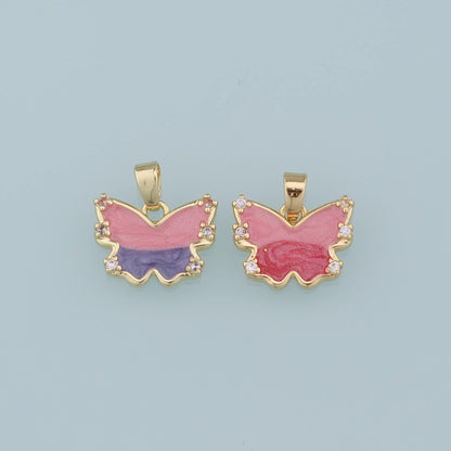 18K Gold Filled Butterfly Enamel Charm Pendant for Jewelry Making