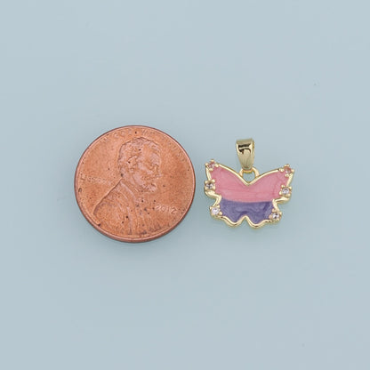 18K Gold Filled Butterfly Enamel Charm Pendant for Jewelry Making