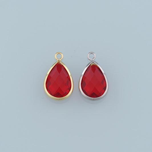 18K Gold Filled Teardrop Pendant,Crystal Teardrop Charm Bracelet Necklace for DIY Jewelry Making Supply