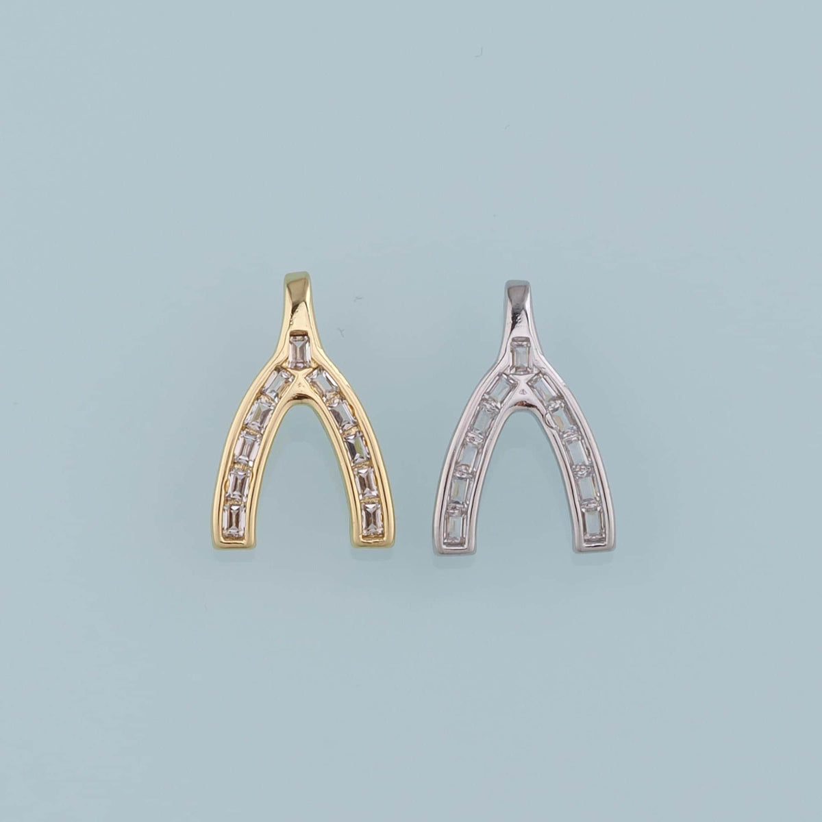 Gold Wishbone Charms,18K Gold Filled Wishbone Pendant,Wishbone Charm Bracelet Necklace for DIY Jewelry Making Supply