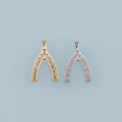 Gold Wishbone Charms,18K Gold Filled Wishbone Pendant,Wishbone Charm Bracelet Necklace for DIY Jewelry Making Supply