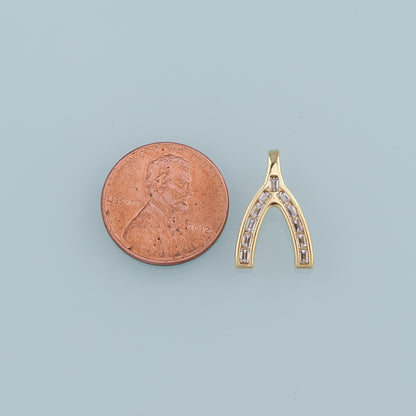 Gold Wishbone Charms,18K Gold Filled Wishbone Pendant,Wishbone Charm Bracelet Necklace for DIY Jewelry Making Supply