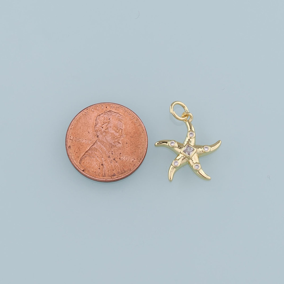 18K Gold Filled Starfish Pendant,CZ Starfish Charm Bracelet Necklace for DIY Jewelry Making Supply