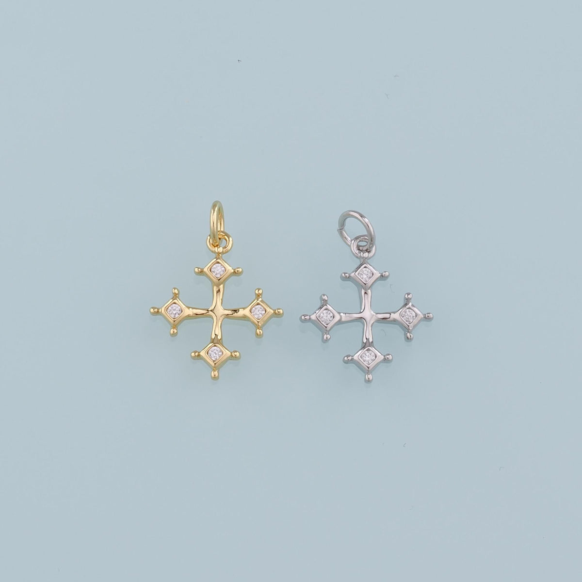 18K Gold Filled Cross Charm Pendant for Jewelry Making