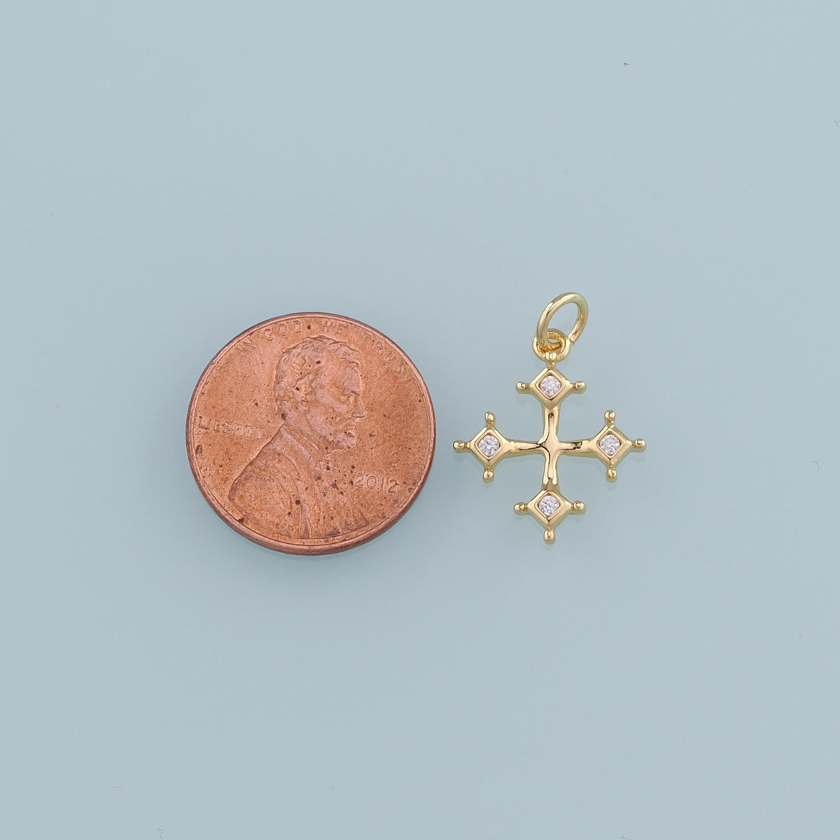 18K Gold Filled Cross Charm Pendant for Jewelry Making
