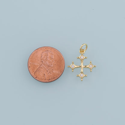 18K Gold Filled Cross Charm Pendant for Jewelry Making