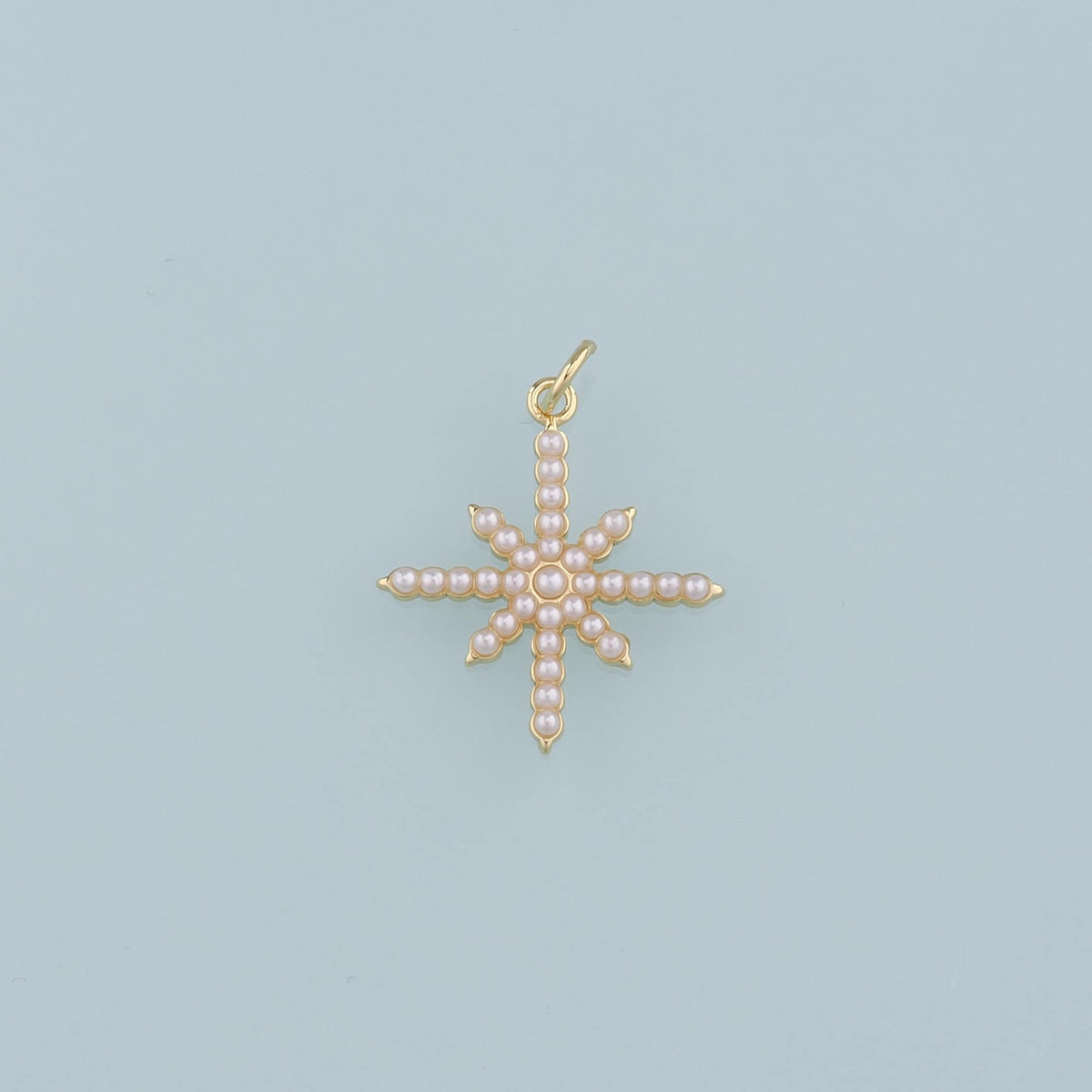 18K Gold Filled Pearl Star Pendant,Polar Star Charm Bracelet Necklace for DIY Jewelry Making Supply