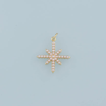 18K Gold Filled Pearl Star Pendant,Polar Star Charm Bracelet Necklace for DIY Jewelry Making Supply