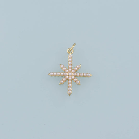18K Gold Filled Pearl Star Pendant,Polar Star Charm Bracelet Necklace for DIY Jewelry Making Supply