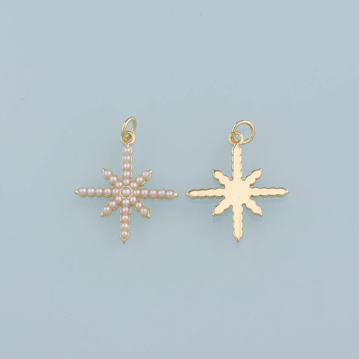 18K Gold Filled Pearl Star Pendant,Polar Star Charm Bracelet Necklace for DIY Jewelry Making Supply