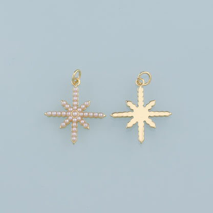 18K Gold Filled Pearl Star Pendant,Polar Star Charm Bracelet Necklace for DIY Jewelry Making Supply