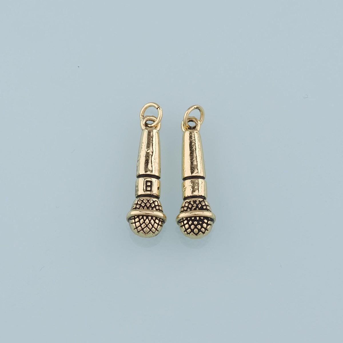 Gold Microphone Charms,18K Gold Filled Microphone Pendant,Microphone Charm Bracelet Necklace for DIY Jewelry Making Supply