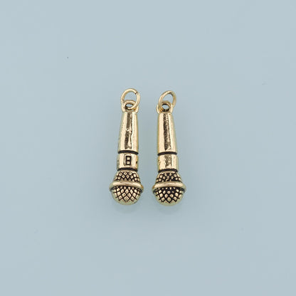 Gold Microphone Charms,18K Gold Filled Microphone Pendant,Microphone Charm Bracelet Necklace for DIY Jewelry Making Supply