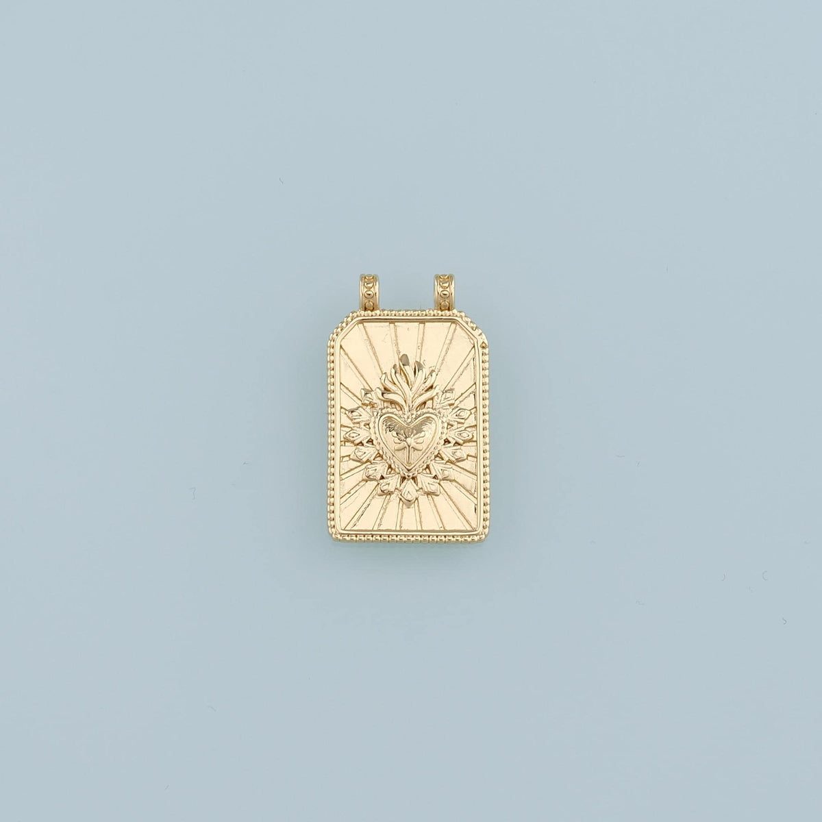 18K Gold Filled Sacred Heart Pendant,Rectangle Sacred Heart Charm Bracelet Necklace for DIY Jewelry Making Supply