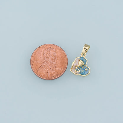 18K Gold Filled Heart Flower Pendant,Enamel Heart Charm Bracelet Necklace for DIY Jewelry Making Supply