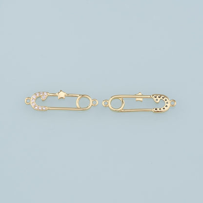 18K Gold Filled Cubic Zirconia Star Connector for Jewelry Making