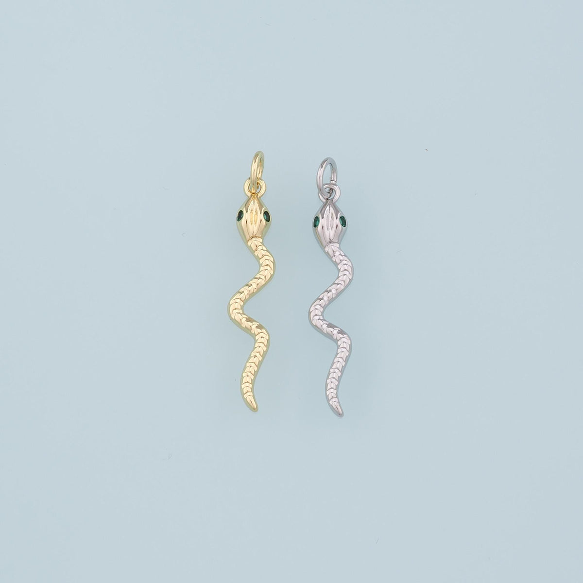 18K Gold Filled Snake Pendant,Dainty Snake Charm Bracelet Necklace for DIY Jewelry Making Supply