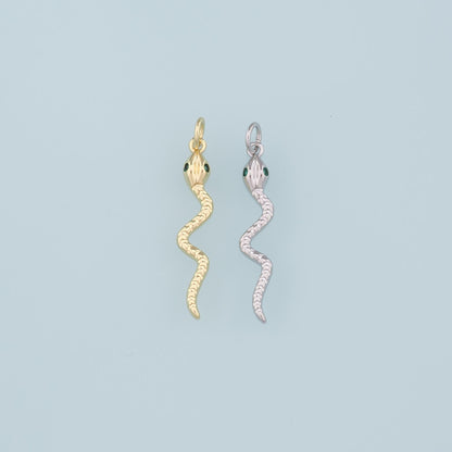 18K Gold Filled Snake Pendant,Dainty Snake Charm Bracelet Necklace for DIY Jewelry Making Supply