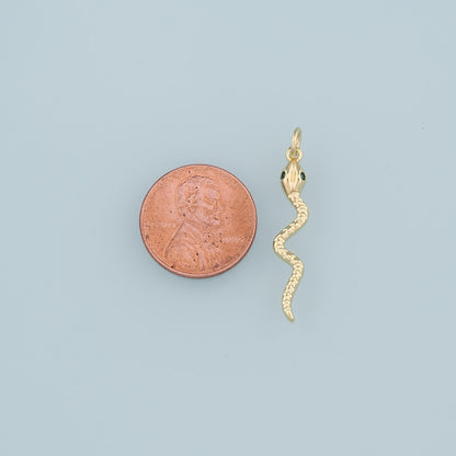 18K Gold Filled Snake Pendant,Dainty Snake Charm Bracelet Necklace for DIY Jewelry Making Supply