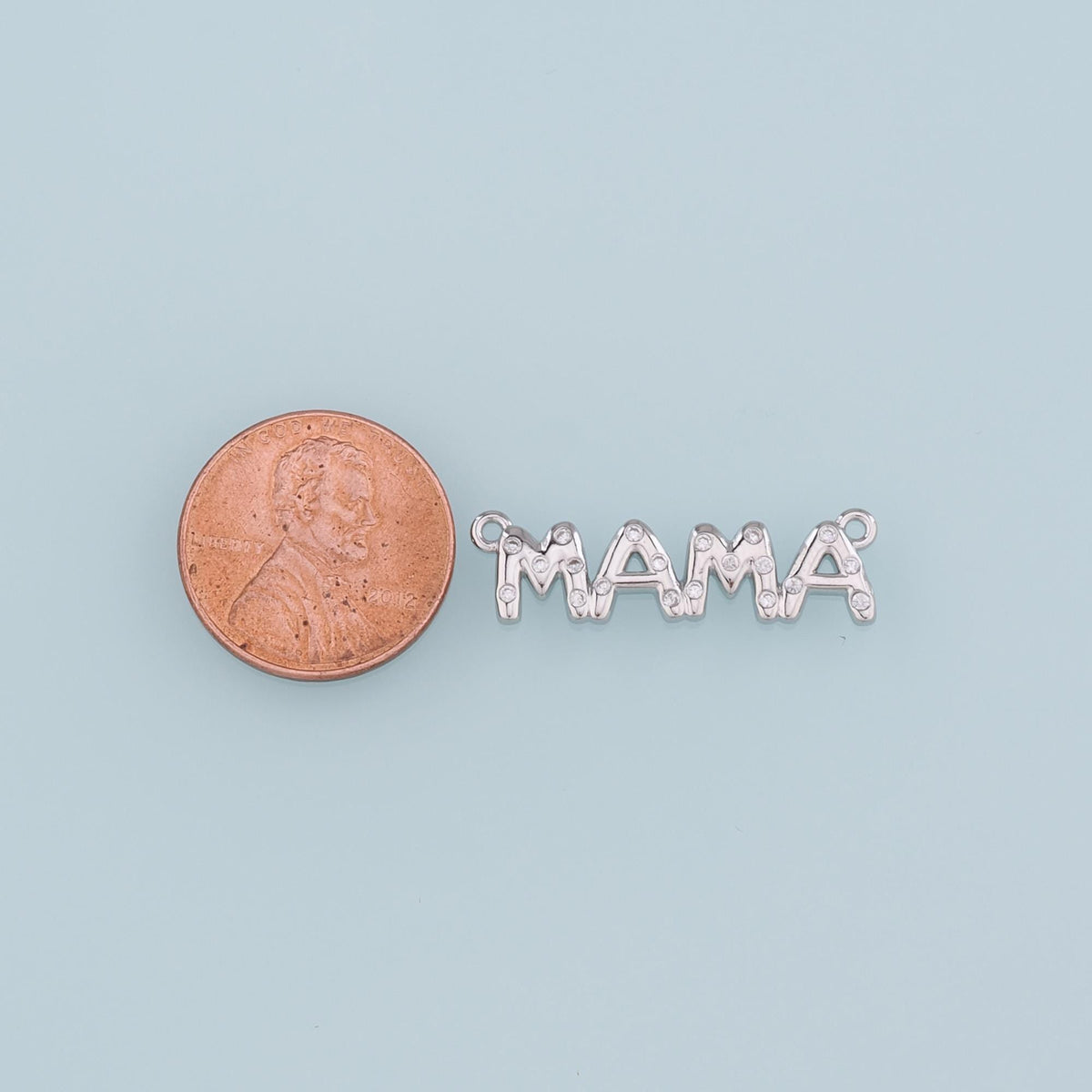 Gold Connector Charm,18K Gold Filled Mama Pendant,CZ Mama Charm Bracelet Necklace for DIY Jewelry Making Supply