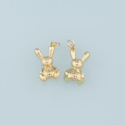 Gold Rabbit Charms,18K Gold Filled CZ Rabbit Pendant,Animal Charm Bracelet Necklace for DIY Jewelry Making Supply