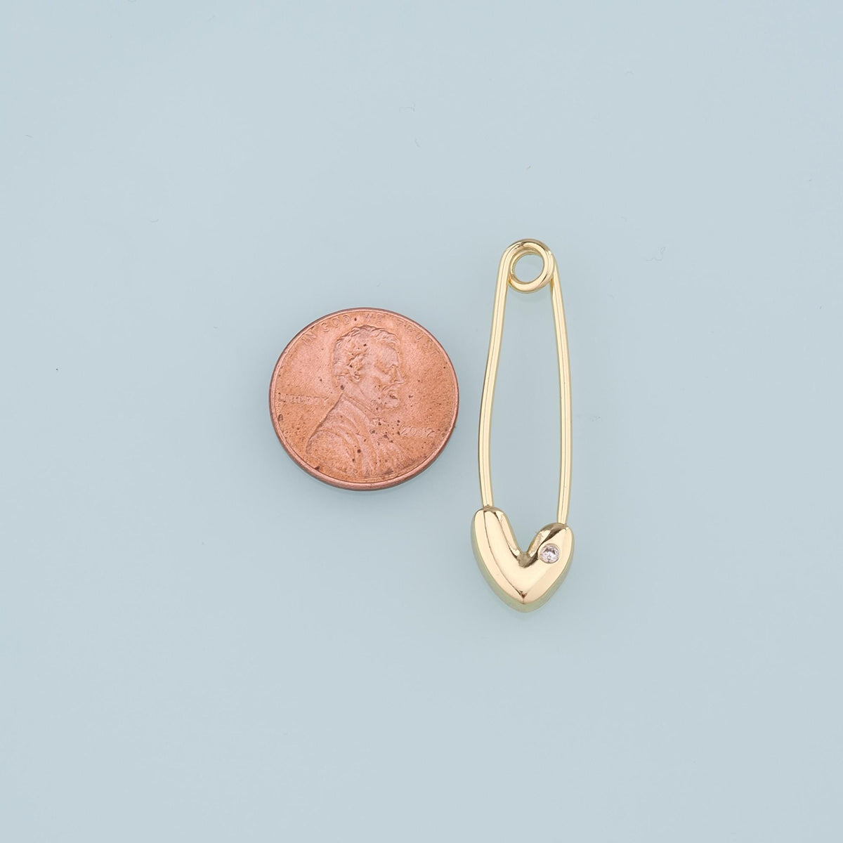 18K Gold Filled Paper Clip Pendant,CZ Micro Pave Paper Clip Charm Bracelet Necklace for DIY Jewelry Making Supply