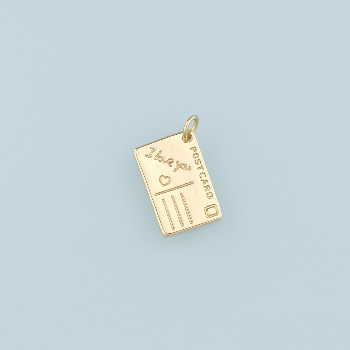 18K Gold Filled Postcard Pendant,Postcard Charm Bracelet Necklace for DIY Jewelry Making Supply