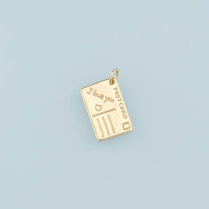 18K Gold Filled Postcard Pendant,Postcard Charm Bracelet Necklace for DIY Jewelry Making Supply