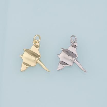 18K Gold Filled Manta Ray Pendant,Dainty Manta Ray Charm Bracelet Necklace for DIY Jewelry Making Supply