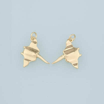 18K Gold Filled Manta Ray Pendant,Dainty Manta Ray Charm Bracelet Necklace for DIY Jewelry Making Supply