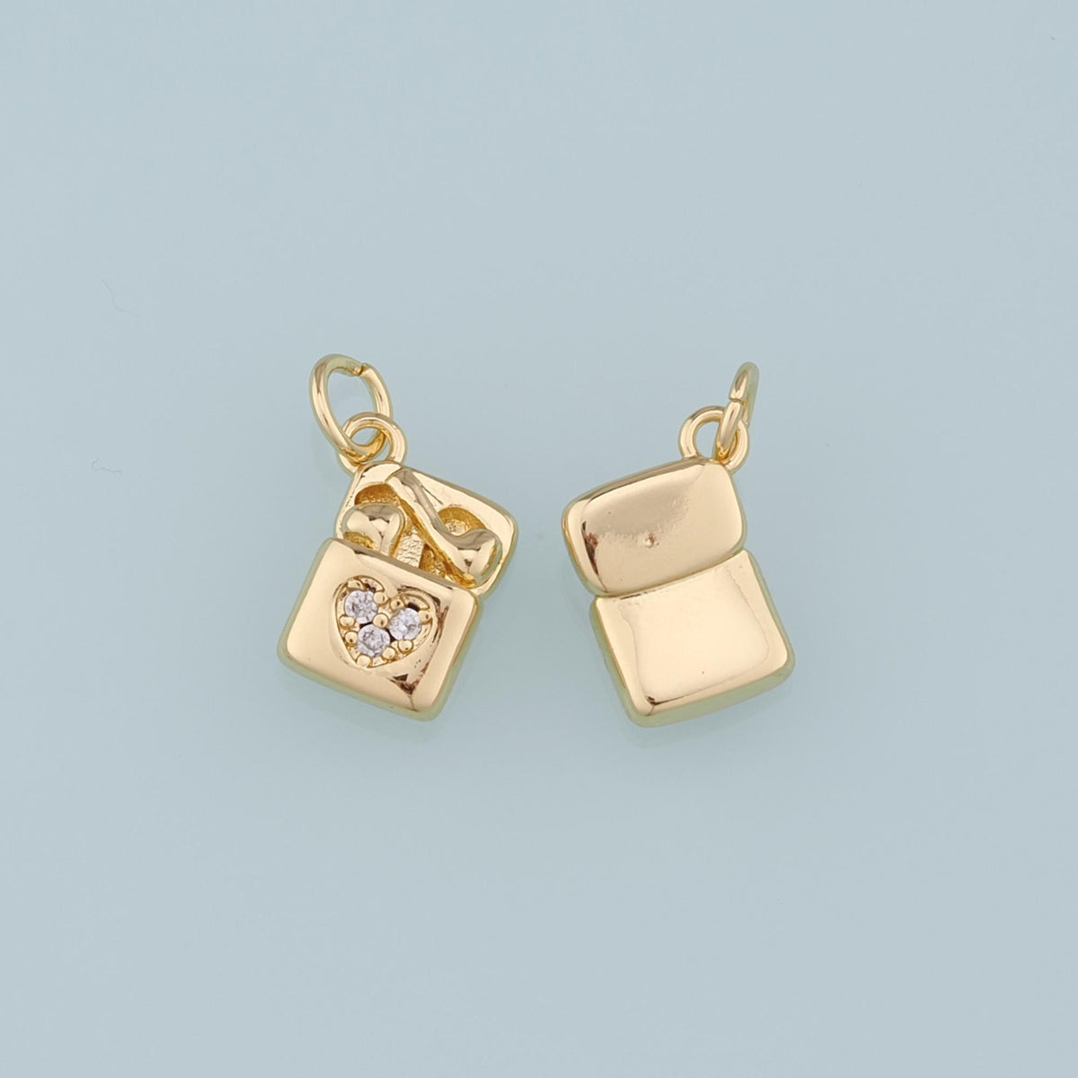 18K Gold Filled Earphone Pendant,CZ Micro Pave Earphone Charm Bracelet Necklace for DIY Jewelry Making Supply